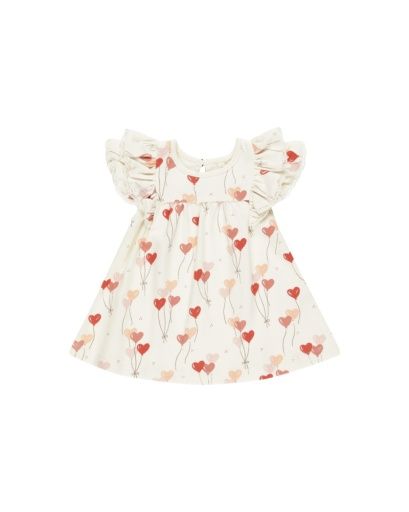 FLUTTER DRESS || HEART BALLOONS, Color: IVORY, Size: 6-12M