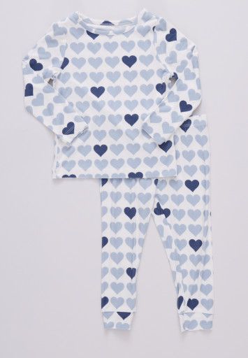 kids bamboo pj set - blue hearts, Color: blue hearts, Size: 2Y