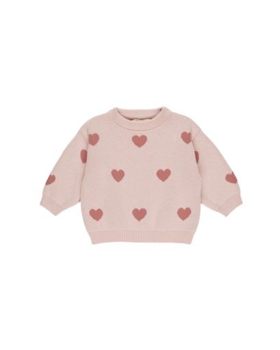 HEART KNIT SWEATER || BUBBLEGUM, Color: BUBBLEGUM, Size: 3-6M