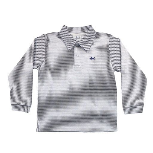 SBC SIGNATURE LS POLO, Color: NAVY STRIPE, Size: 2t