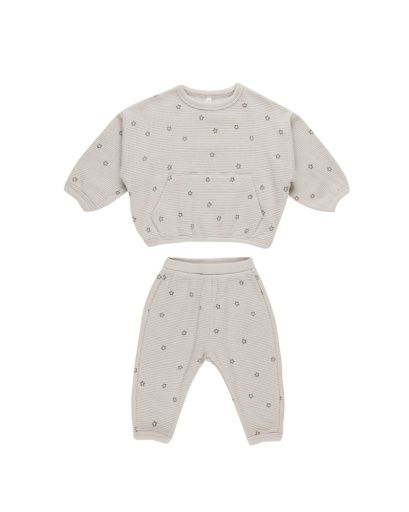 WAFFLE SLOUCH SET || STARS, Color: FOG, Size: 3-6M