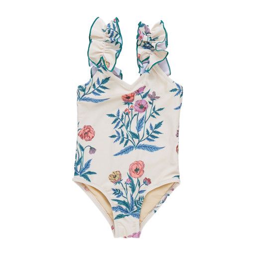 girls via suit - pale yellow poppy, Color: yellow poppy, Size: 2Y