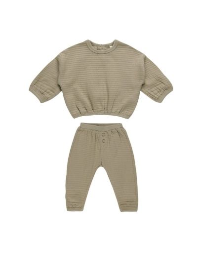 TEXTURED SWEAT SET || OLIVE, Color: OLIVE, Size: 0-3M