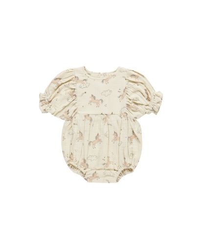 COSETTE ROMPER || UNICORNS, Color: NATURAL, Size: 0-3M
