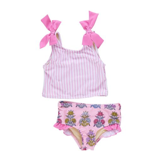 girls shelly tankini - pink stripe, Color: pink stripe, Size: 2Y