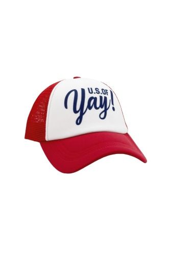 US OF YAY TRUCKER HAT, Color: RED / WHITE, Size: TODDLER