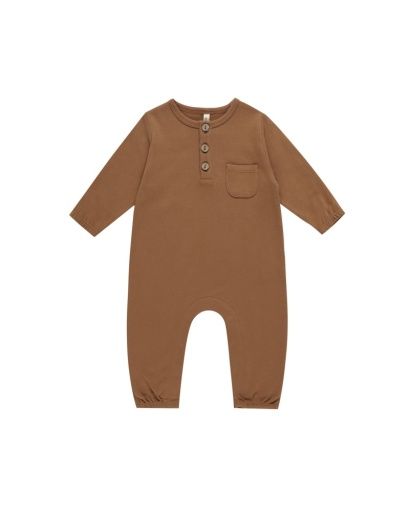 LONG SLEEVE POCKET JUMPSUIT || CINNAMON, Color: CINNAMON, Size: 0-3M