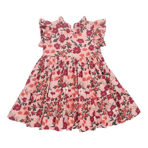 girls jennifer dress - pink daisy floral, Color: pink, Size: 2Y