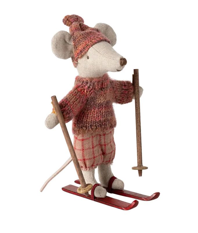 winter mouse with ski set, big sister- rose