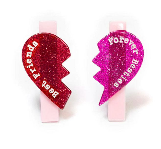 best friend split hearts hairclips