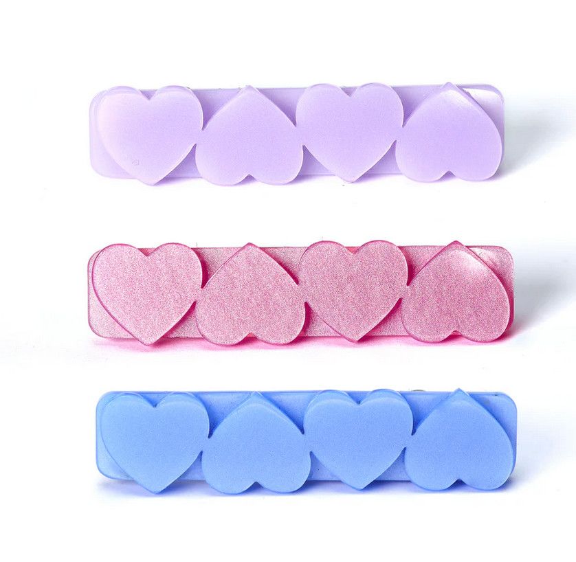 hearts hairclips- pink, blue, purple