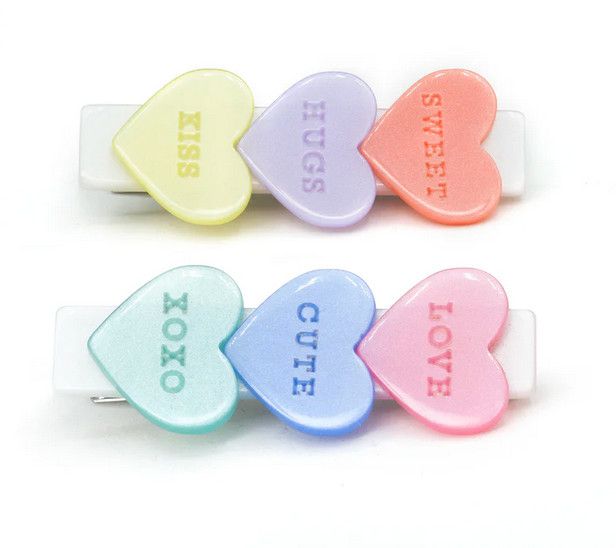 candy hearts pearl hairclips