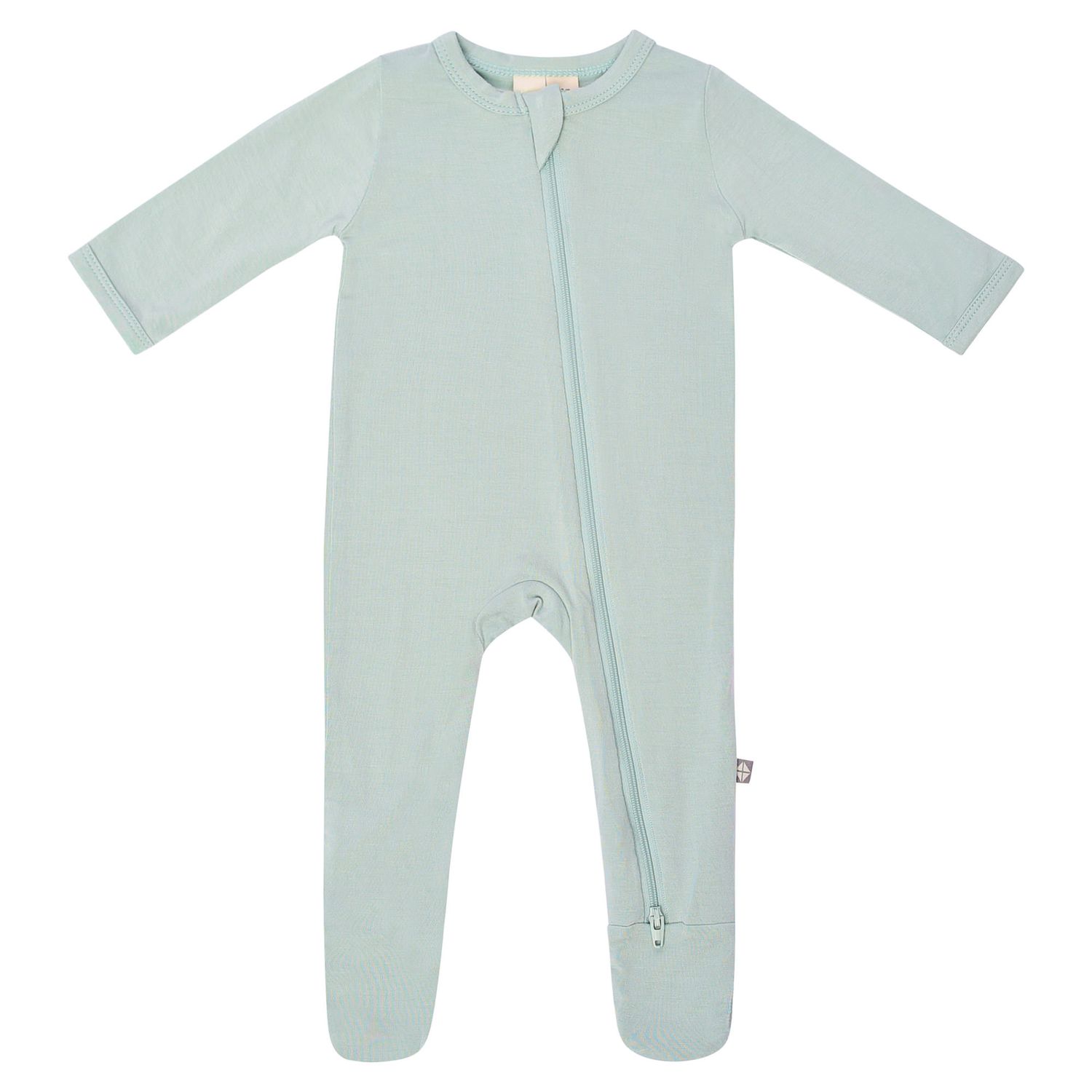 zippered footie- sage