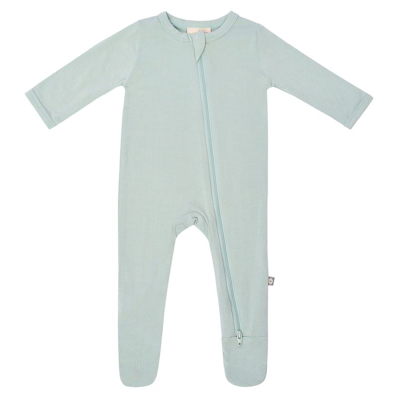 zippered footie- sage