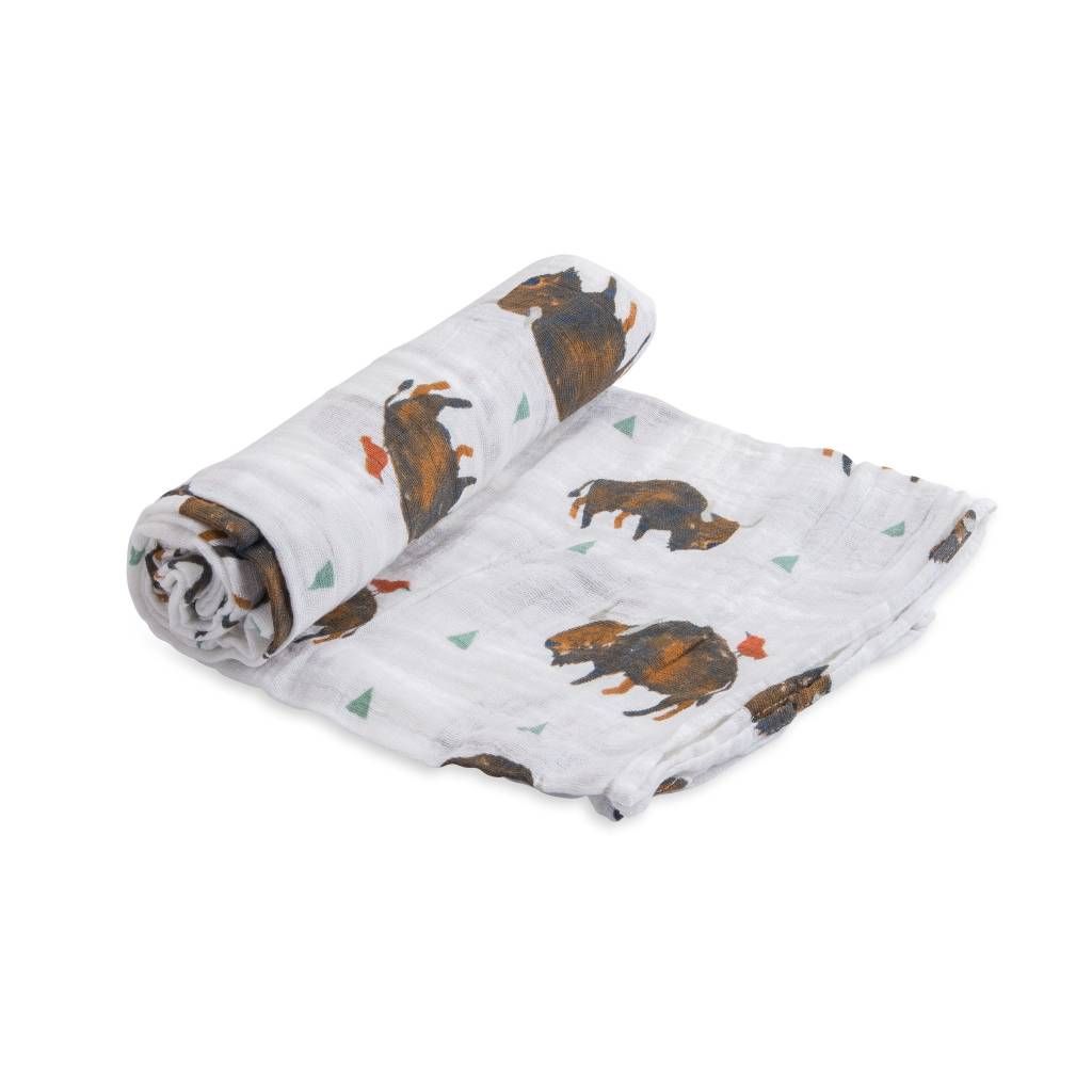 cotton muslin swaddle- bison