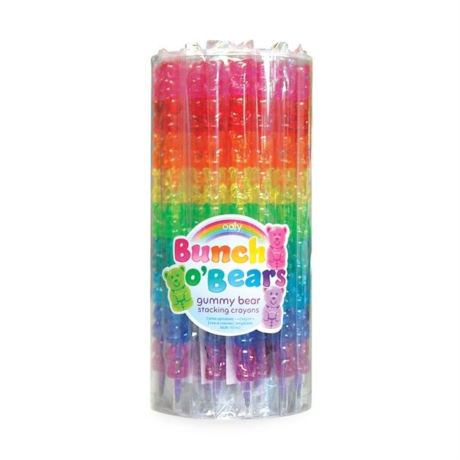 gummy bears stacking crayons