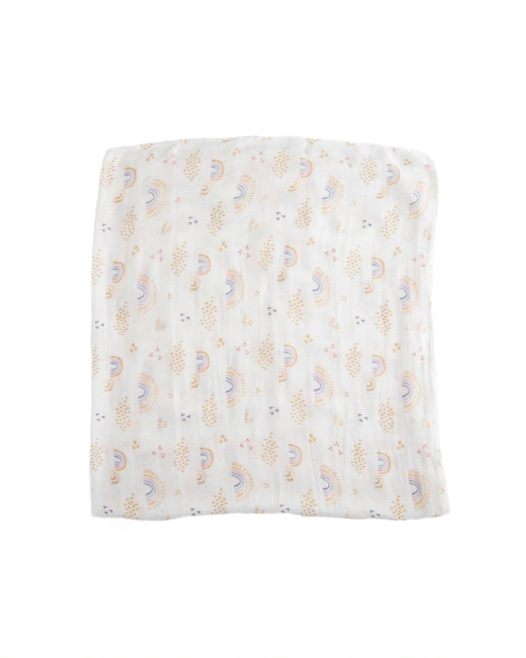 deluxe muslin swaddle- rainbows &amp; raindrops