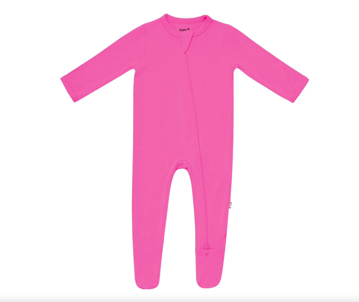 zippered footie- raspberry