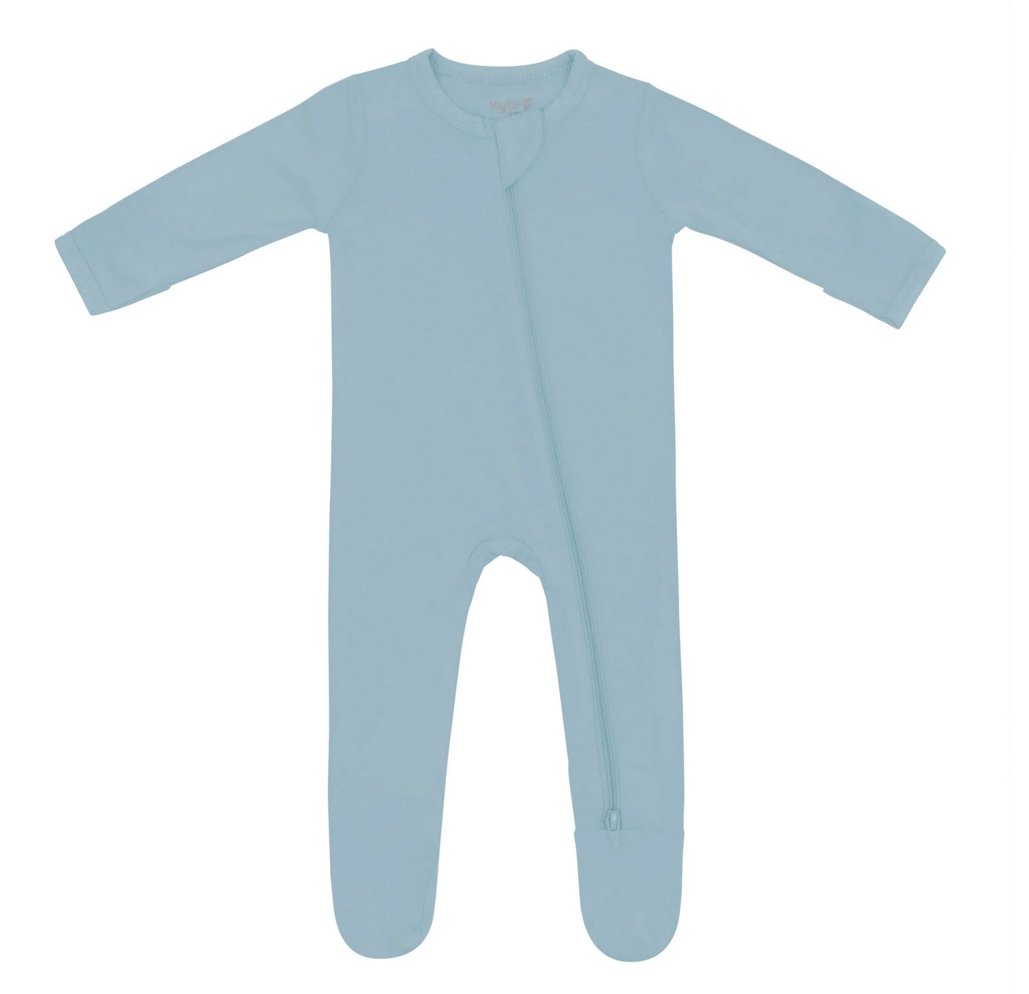 zippered footie- dusty blue