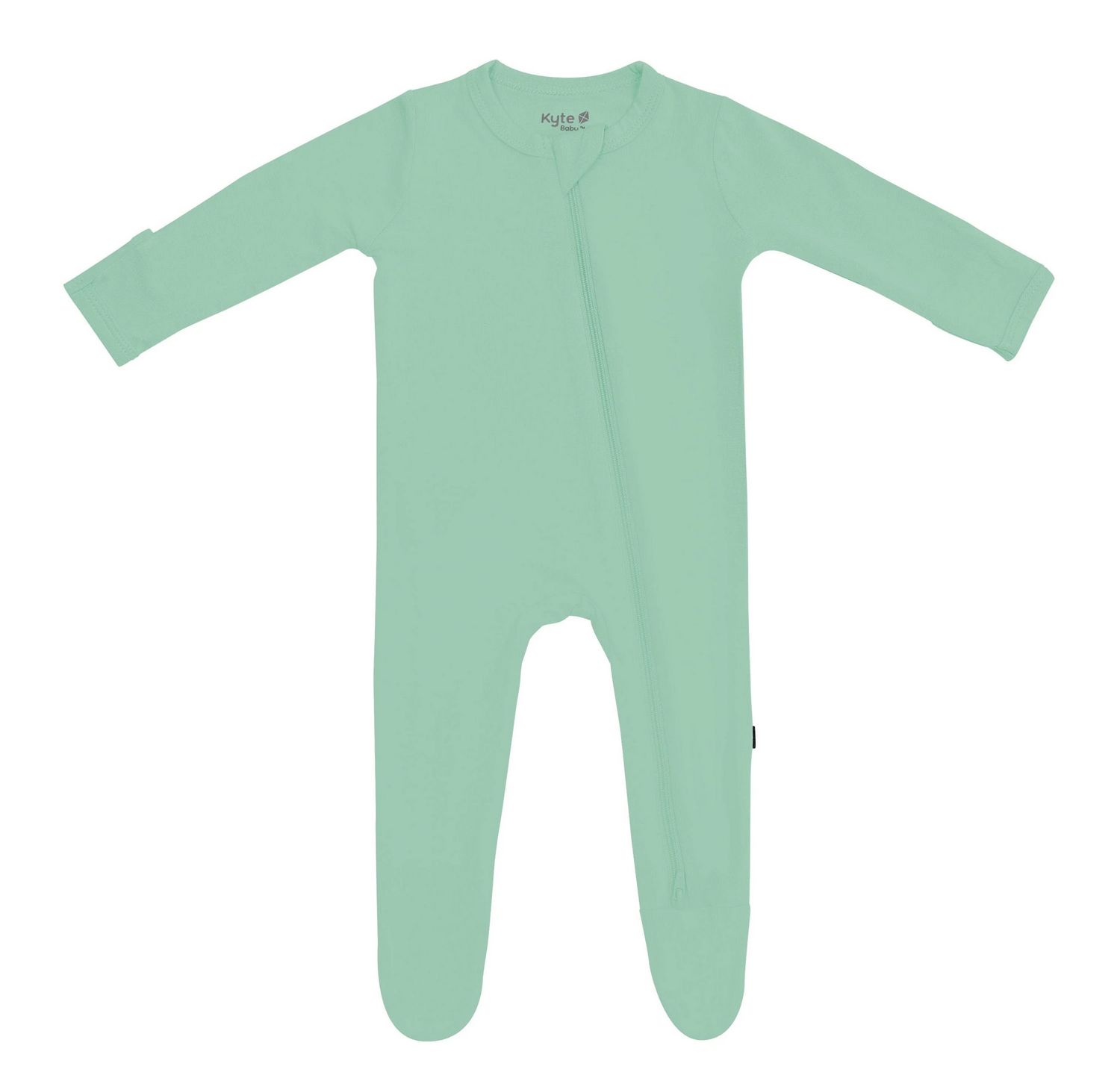 zippered footie- wasabi