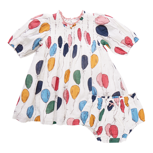 baby girls stevie puff sleeve dress set - balloon bunches
