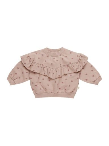 RUFFLE FLEECE SWEATSHIRT || POLKA DOTS