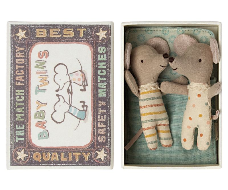 twins, baby mice in matchbox