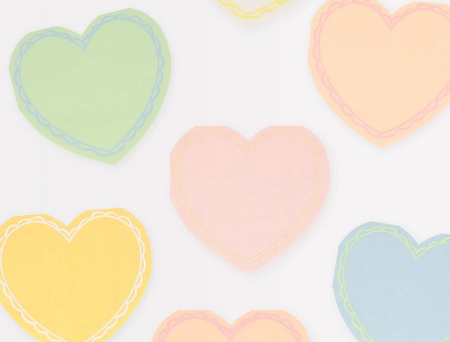 pastel heart napkins