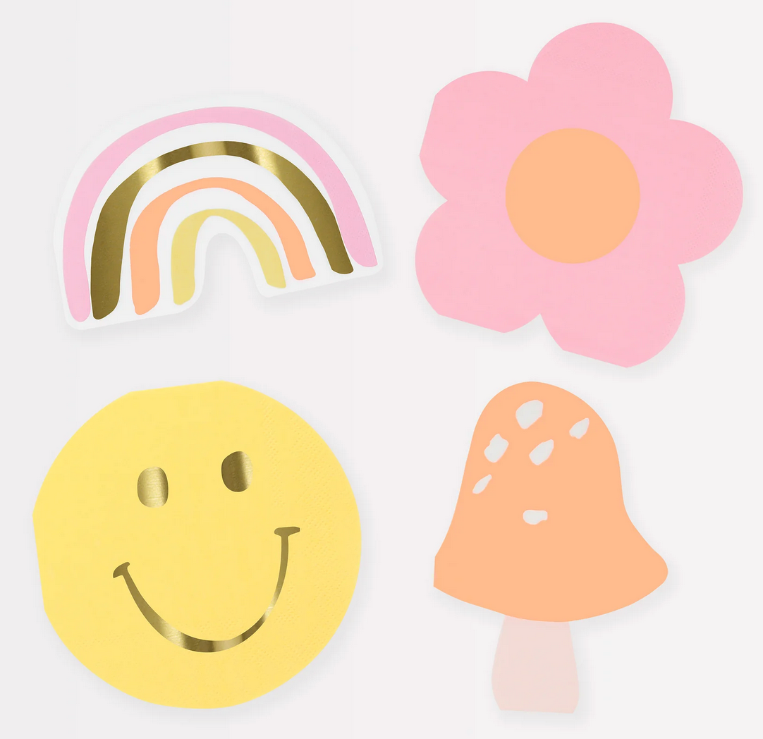 happy face icons diecut napkins