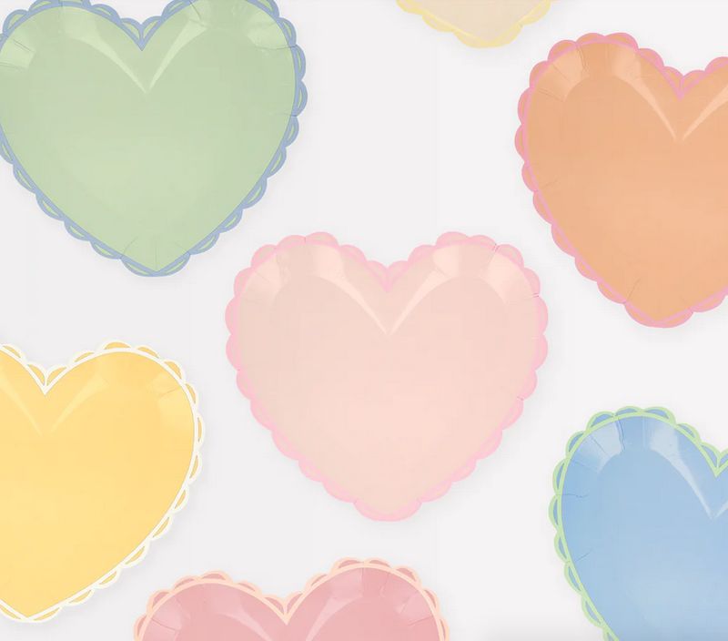pastel heart side plates