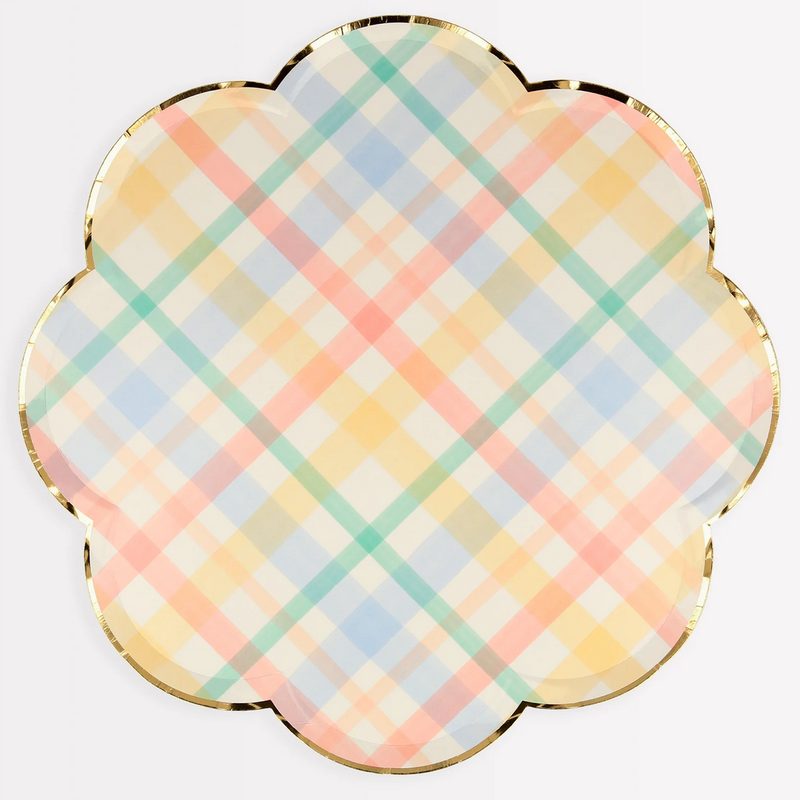 spring plaid dinner plates