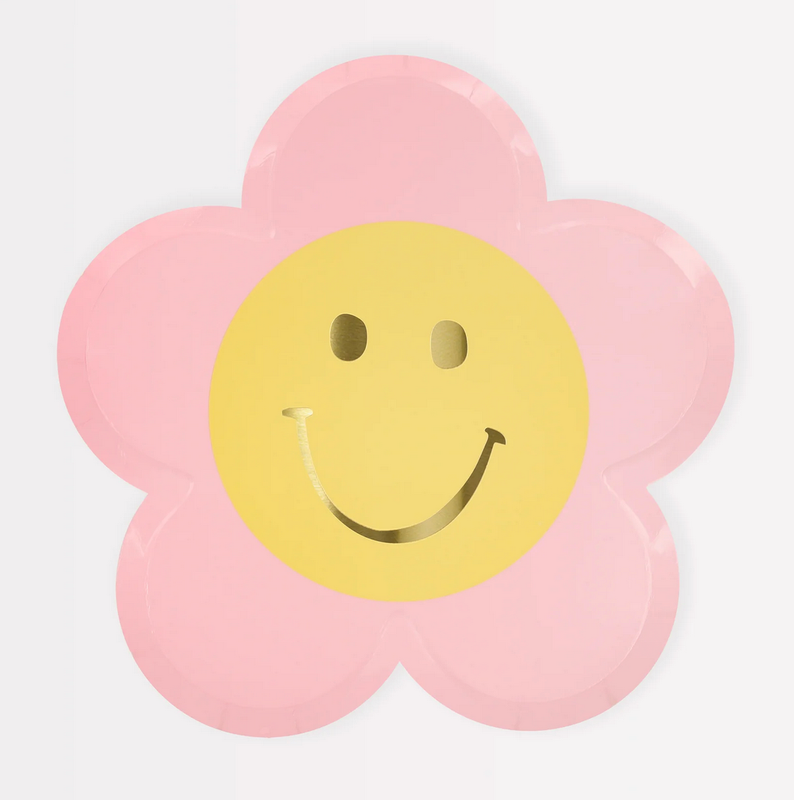 happy face flower plates