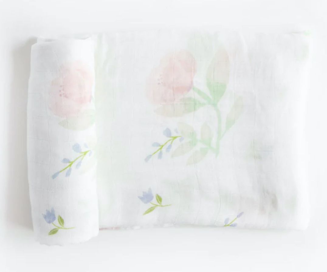 deluxe muslin swaddle- pink peony