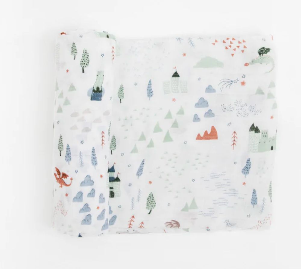 deluxe muslin swaddle- dragon days