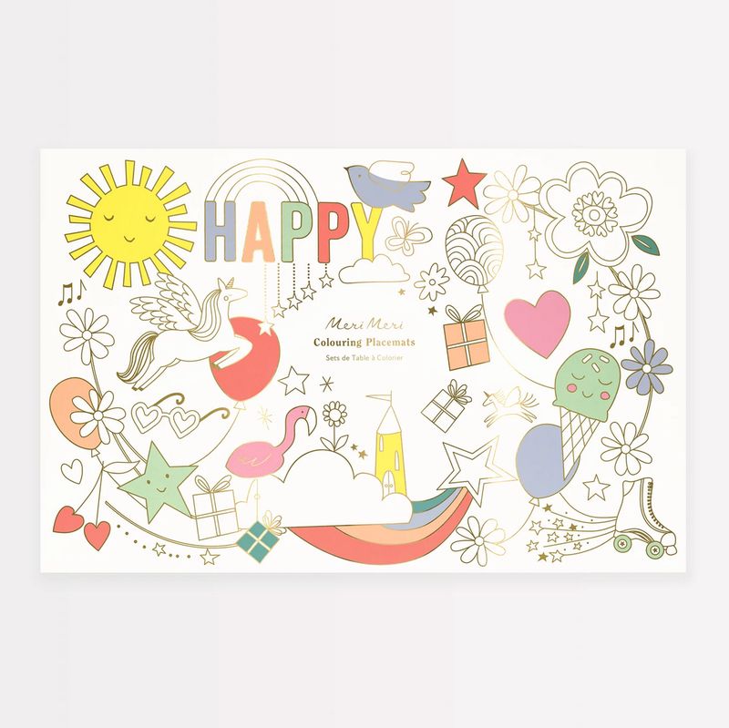 happy icons coloring placemats