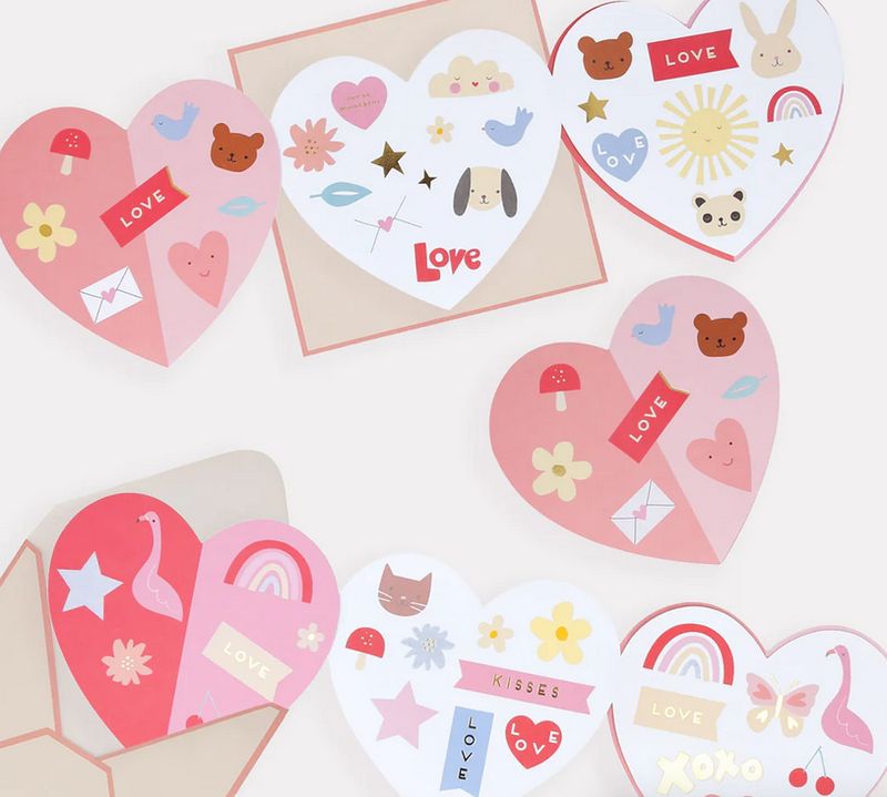 heart concertina valentines &amp; stickers