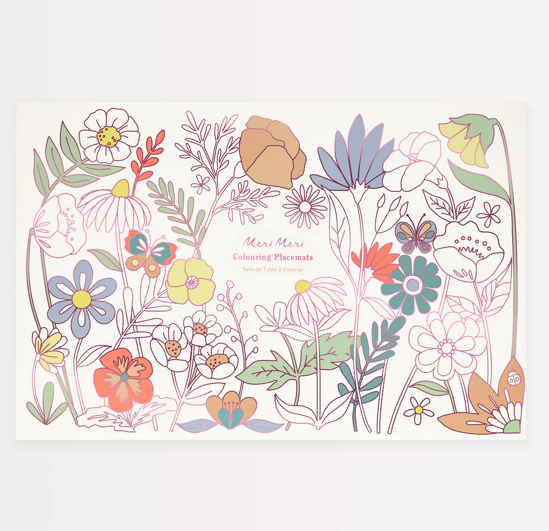 butterflies &amp; flowers coloring placemats