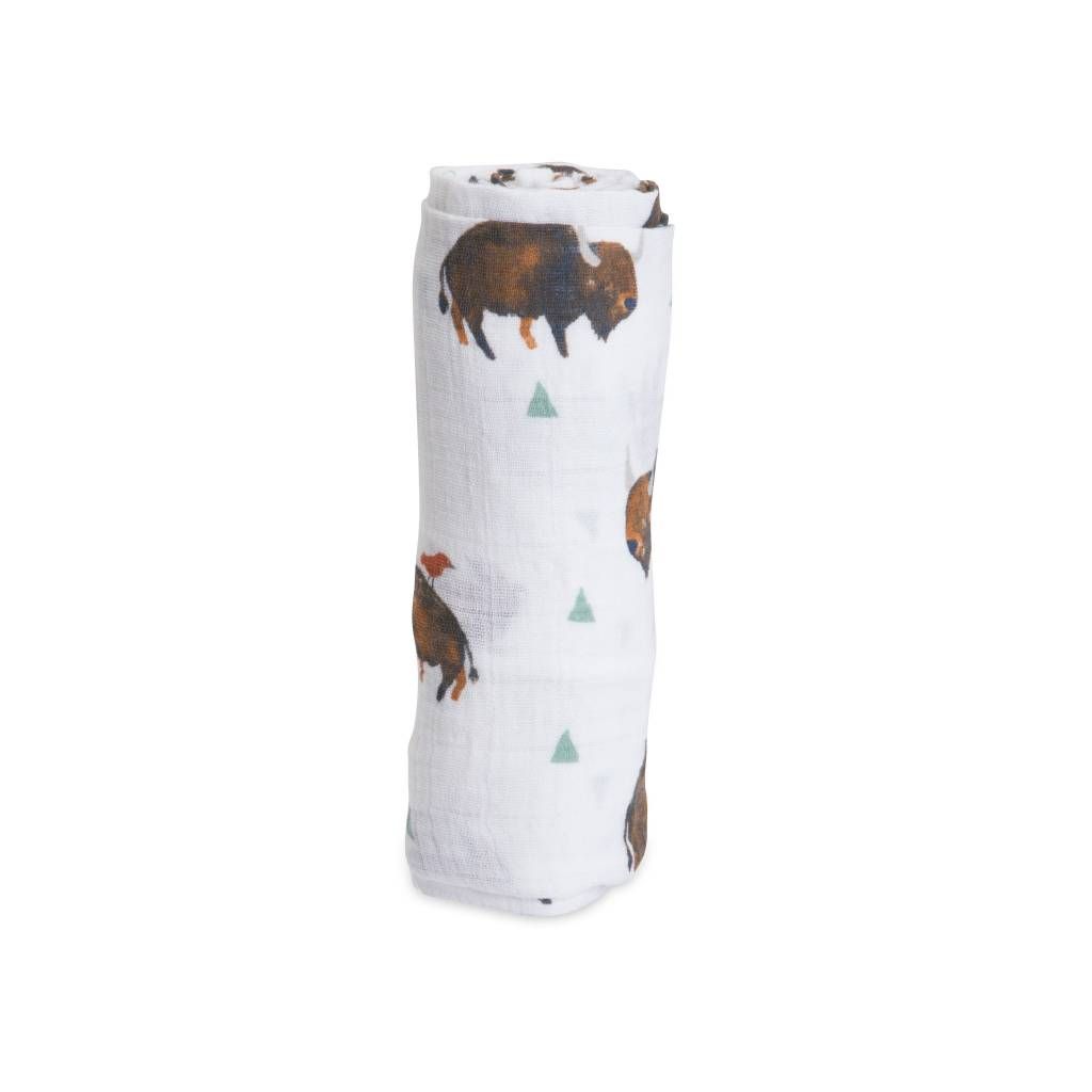 cotton muslin swaddle- bison