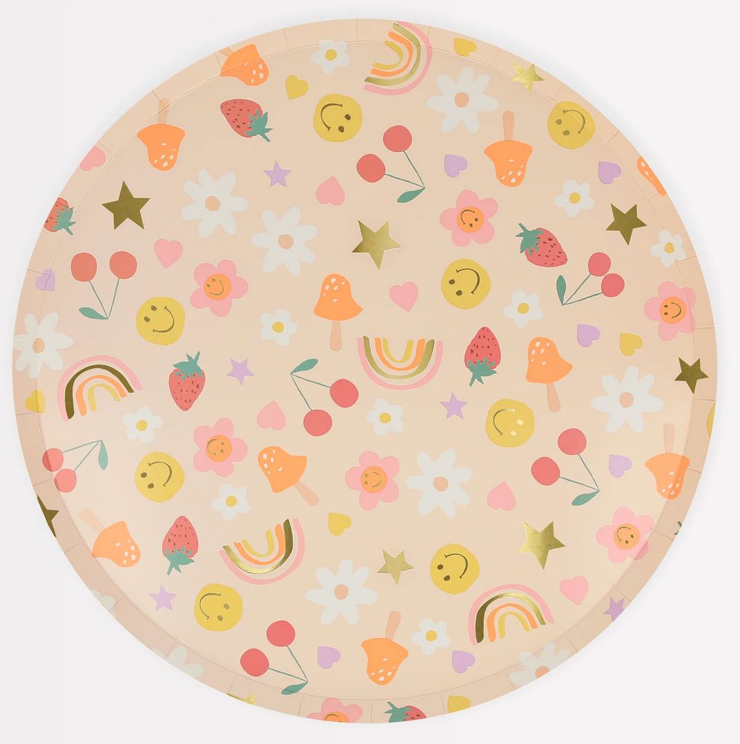 happy face icons dinner plates