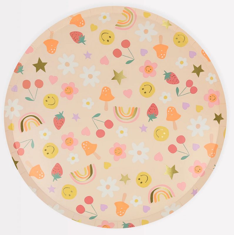 happy face icons dinner plates