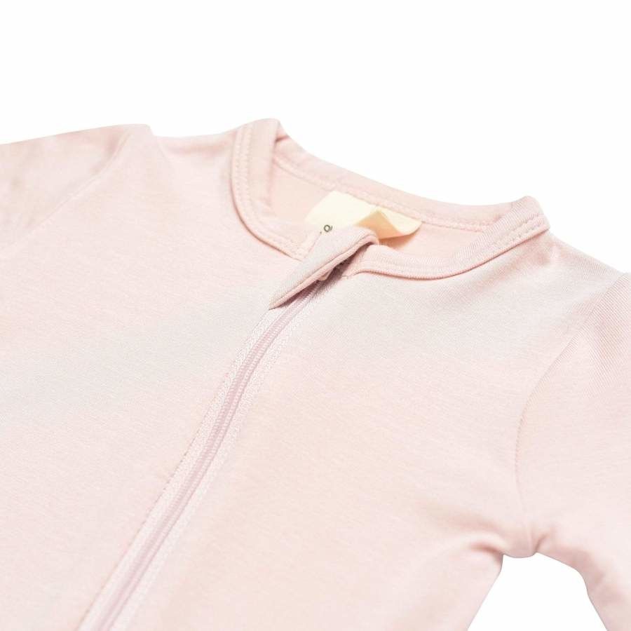 zippered footie- blush
