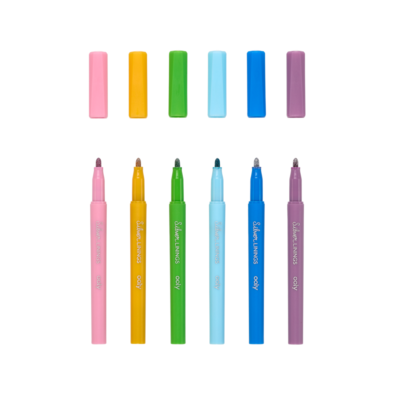 silver linings markers- set of 6