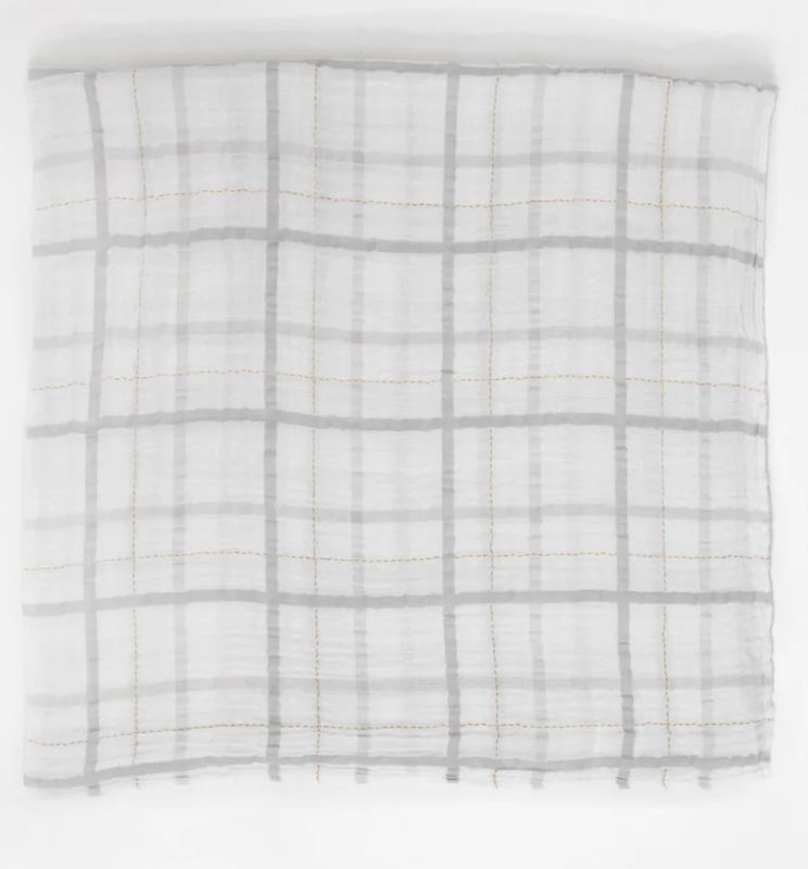 cotton muslin swaddle- grey plaid