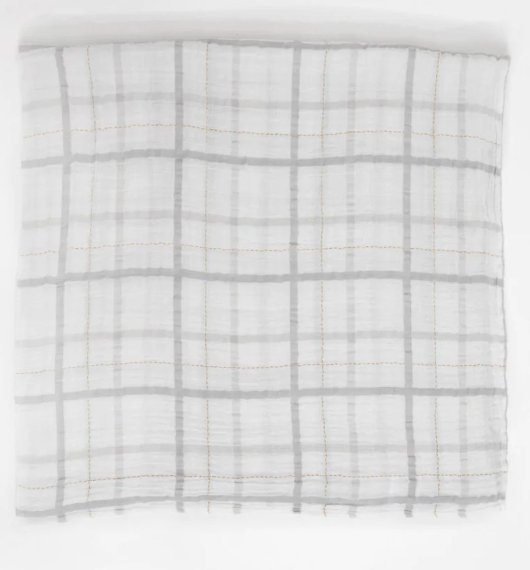 cotton muslin swaddle- grey plaid