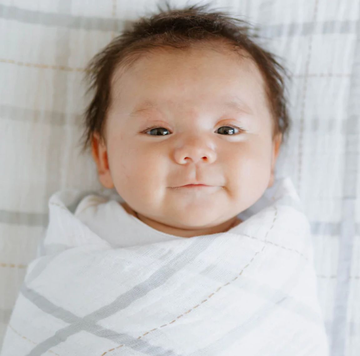 cotton muslin swaddle- grey plaid