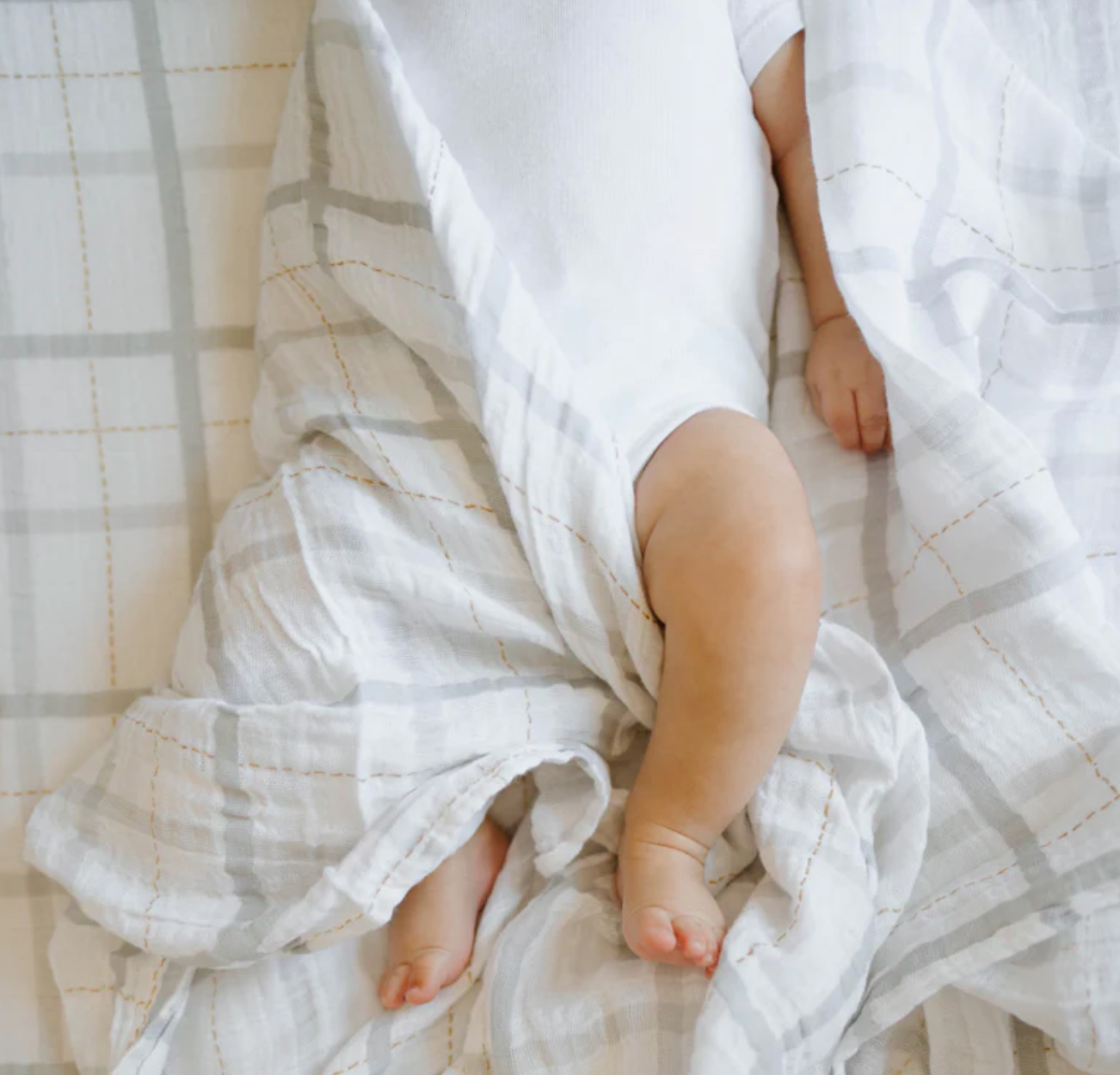 cotton muslin swaddle- grey plaid