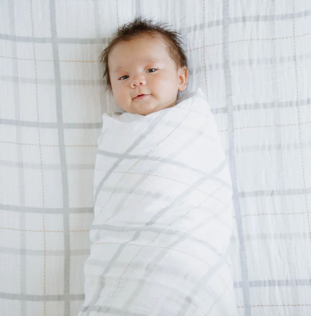 cotton muslin swaddle- grey plaid