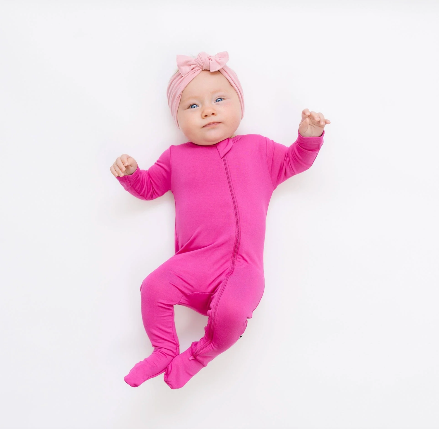 zippered footie- raspberry