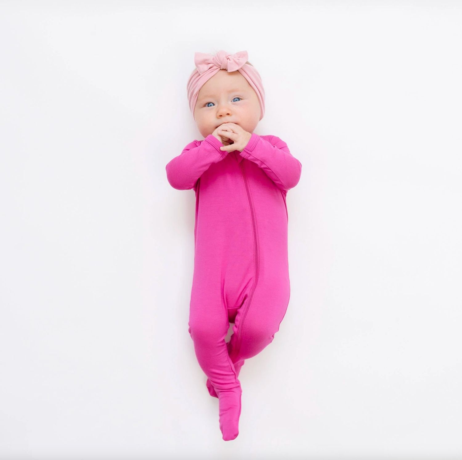zippered footie- raspberry