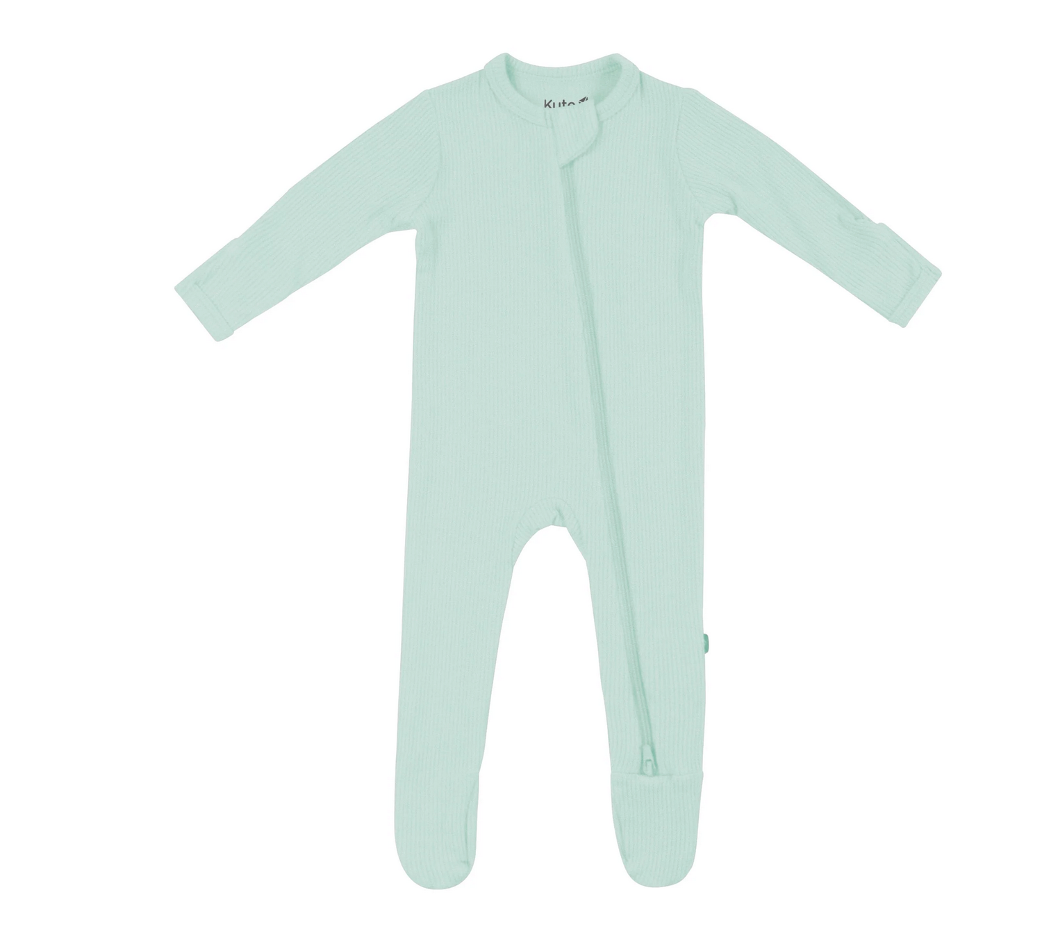 ribbed zipped footie- sage